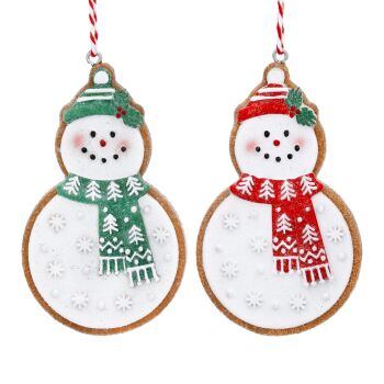 Gisela Graham Iced Gingerbread Snowmen - Set of 2