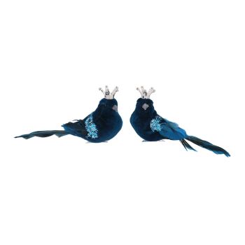 Gisela Graham Blue Flock Bird with Crown Bird