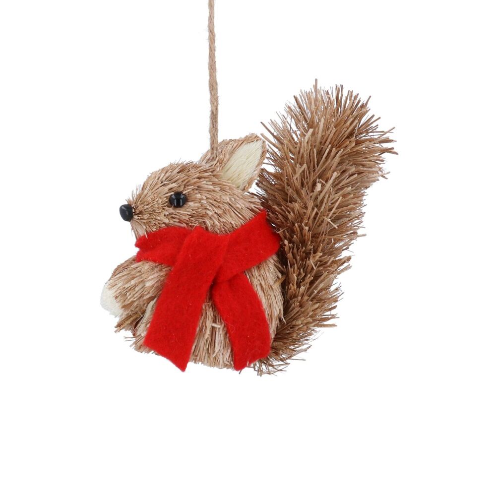 Gisela Graham Bristle Squirrel with Scarf Decoration