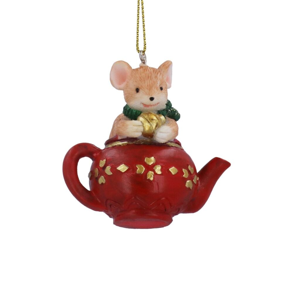 Gisela Graham Mouse in a Teapot Decoration