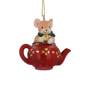 Gisela Graham Mouse in a Teapot Decoration