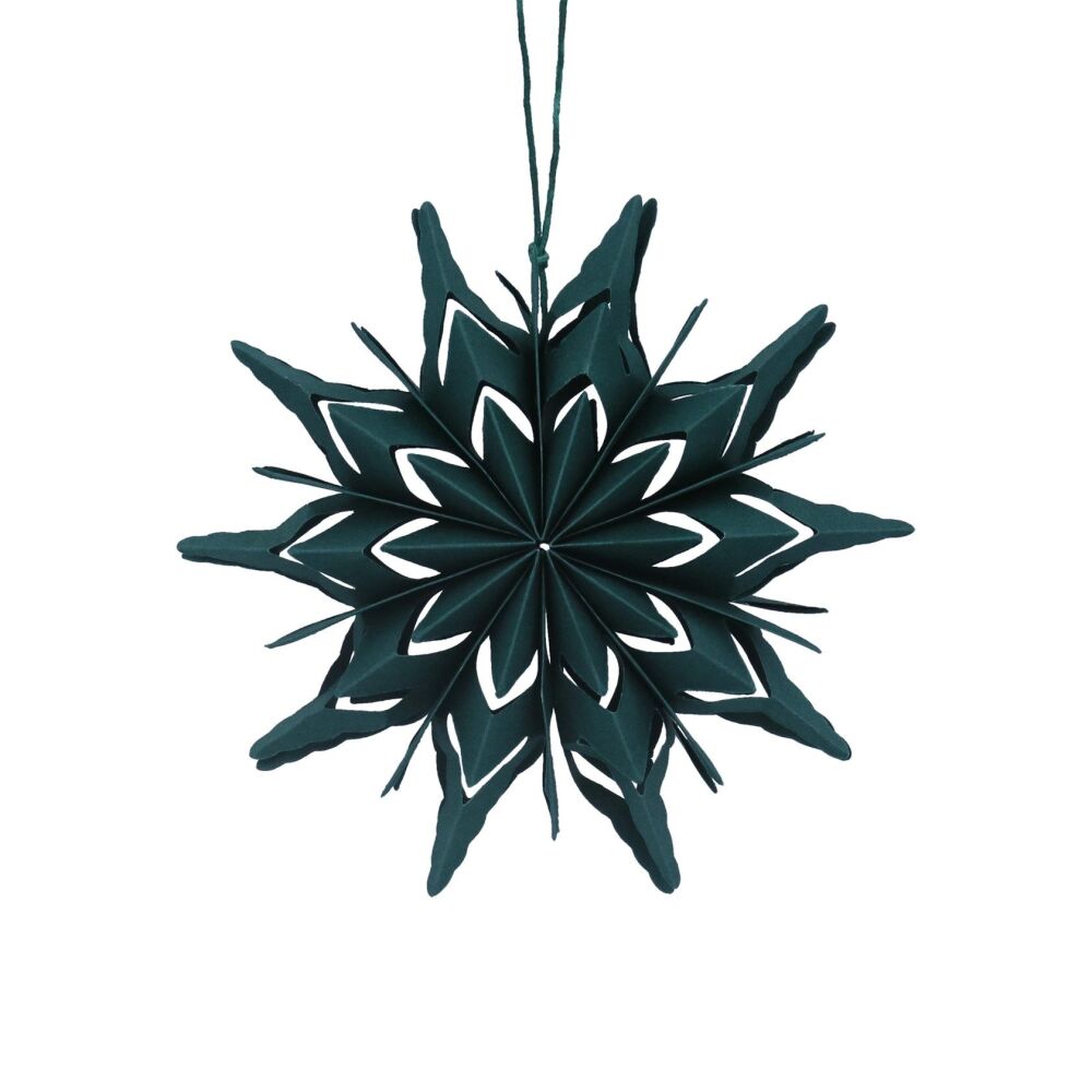 Gisela Graham Small Paper Snowflake Decoration - Green