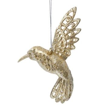 Gisela Graham Gold Filigree Sparkle Hummingbird Decoration