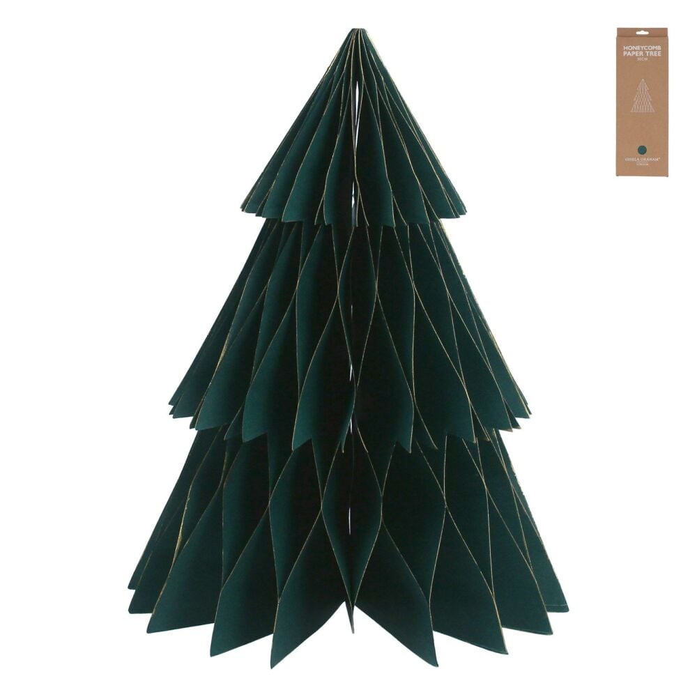 Gisela  Graham Green Paper Honeycomb Tree Decoration