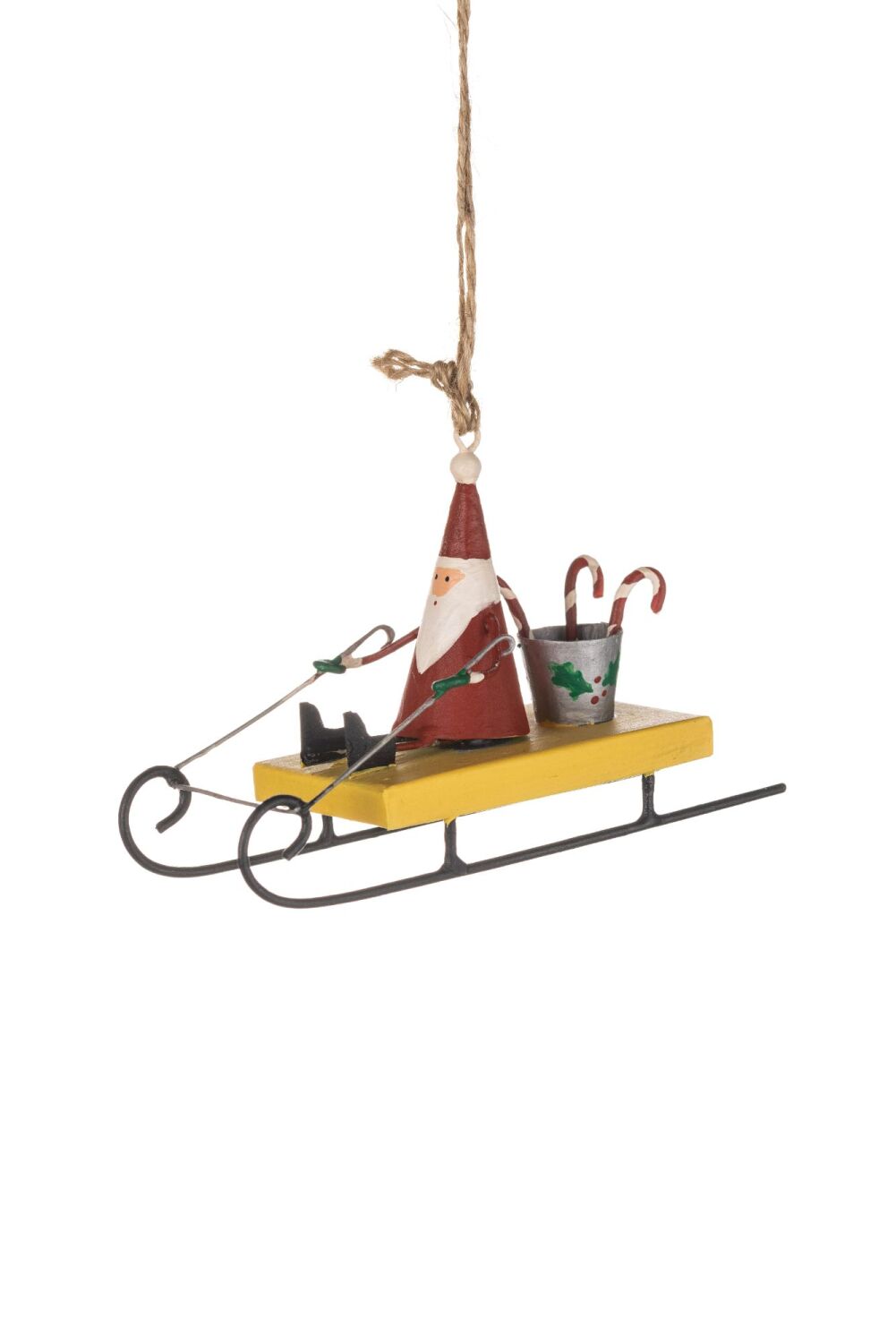 Candy Cane Santa on a Sledge Decoration