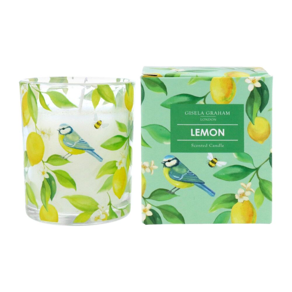 Gisela Graham Lemon and Blue Tit Boxed Candle