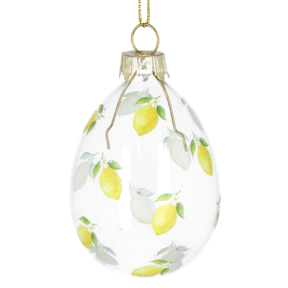 Gisela Graham Lemon Glass Egg Decoration