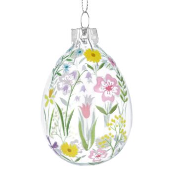 Gisela Graham Spring Meadow Glass Egg Decoration