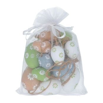 Gisela Graham Flower Print Egg Decorations - Bag of 15