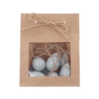 Gisela Graham Blue Speckled Hanging Egg Decorations - Bag of 9