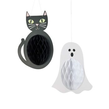 Spooky Friends Honeycomb Decorations - Set of 2