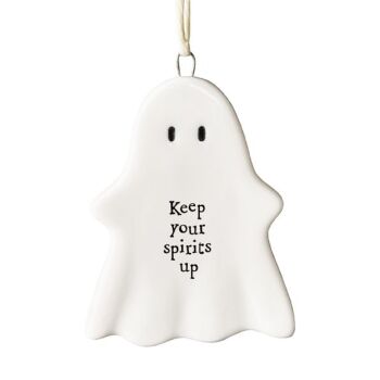 'Keep your spirits up' Ceramic Hanging Ghost Decoration