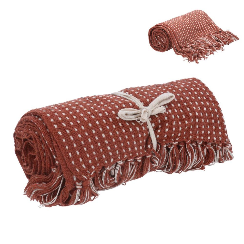 Terracotta Cotton Stitch Throw