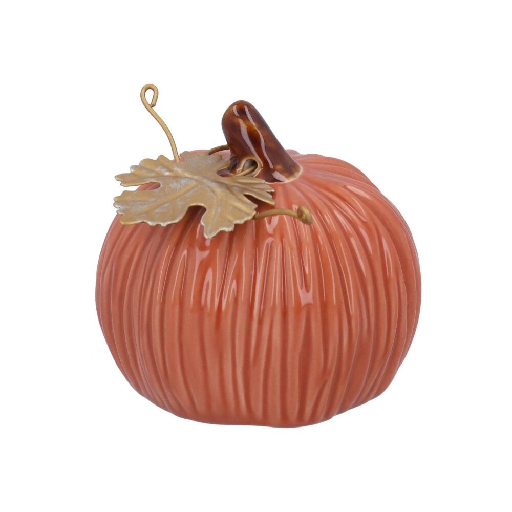 Ceramic Pumpkin with Gold Leaf Detailing Ornament