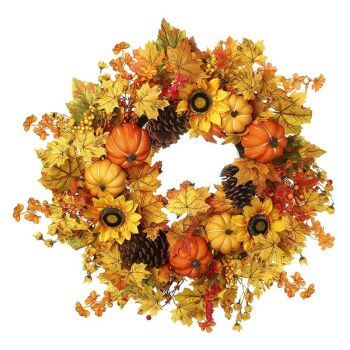Autumnal Pumpkin and Sunflower Wreath