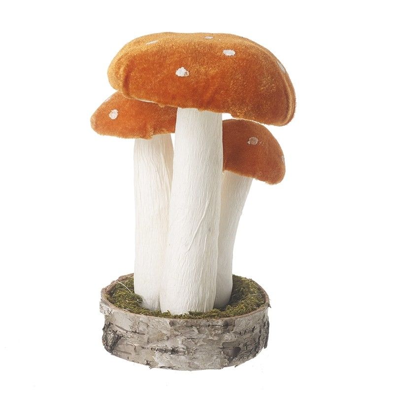 Velvet Orange Standing Toadstools - Large