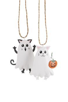 Hanging Ghost Cats Decorations - Set of 2