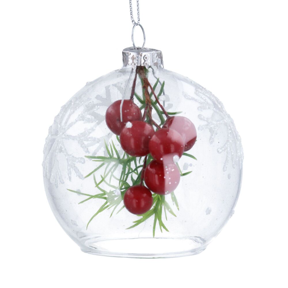 Open Clear Glass with Berries Bauble