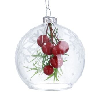 Open Clear Glass with Berries Bauble