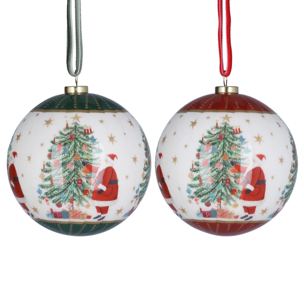 Santa and Tree Polyball Bauble - 2 Assorted