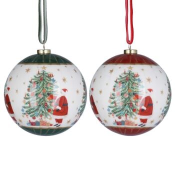 Santa and Tree Polyball Bauble - 2 Assorted