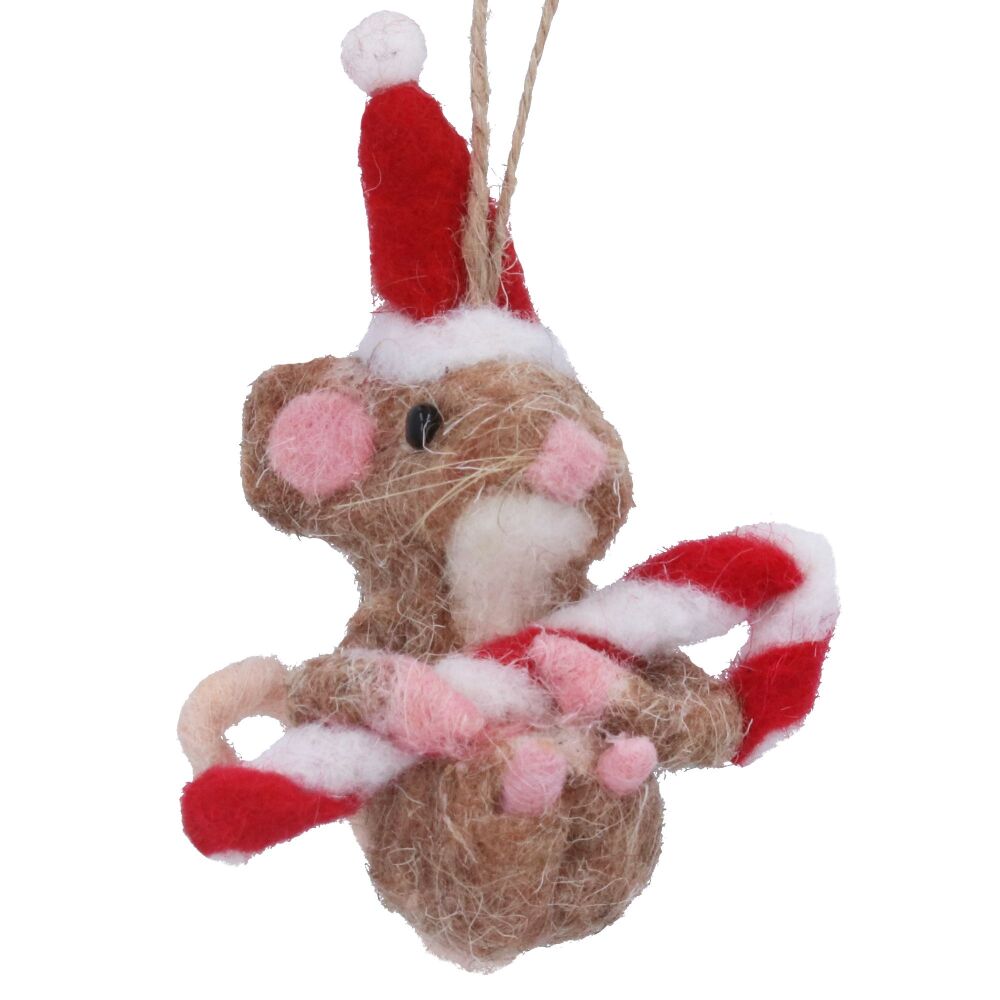 Felt Mouse with Candy Cane Decoration
