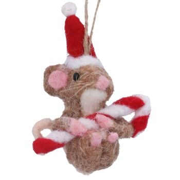 Felt Mouse with Candy Cane Decoration