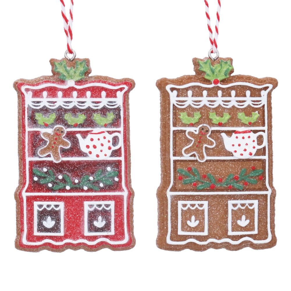Gingerbread Kitchen Dresser Decoration - 2 Assorted