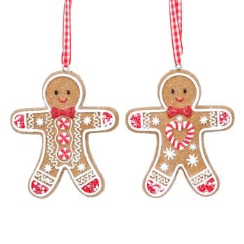 Gingerbread Man Decoration - 2 Assorted