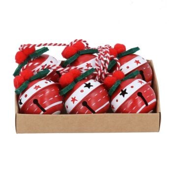 Box of 6 Scandi Metal Bell Decorations