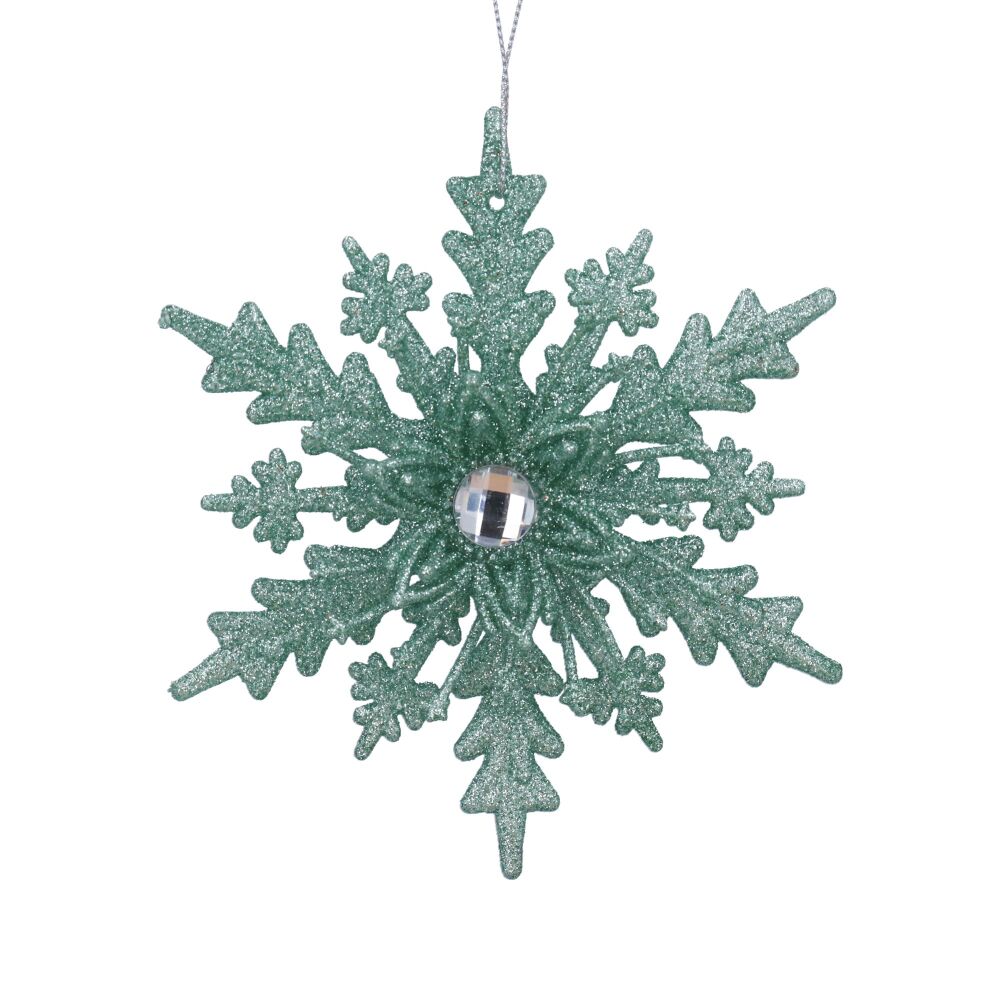 Ice Green Glitter Snowflake Decoration
