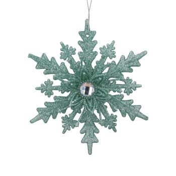 Ice Green Glitter Snowflake Decoration