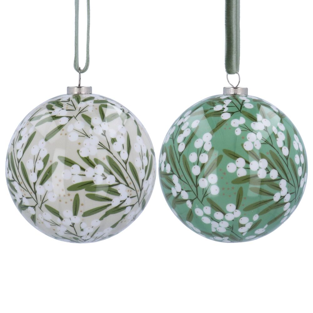 Mistletoe Berry Green Polyball Decoration