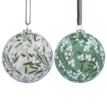 Mistletoe Berry Green Polyball Decoration