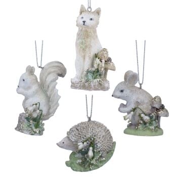 Resin Animal with Mistletoe Ornament - 4 Assorted