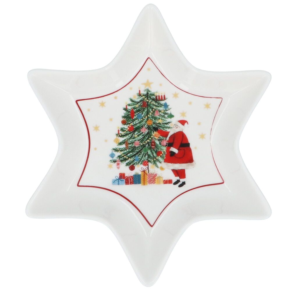 Santa and Tree China Star Dish