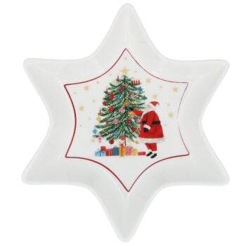 Santa and Tree China Star Dish