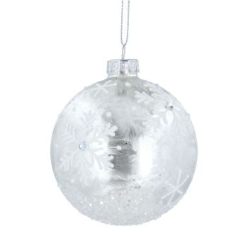 Frosted Silver Matte Snowflake Glass Bauble