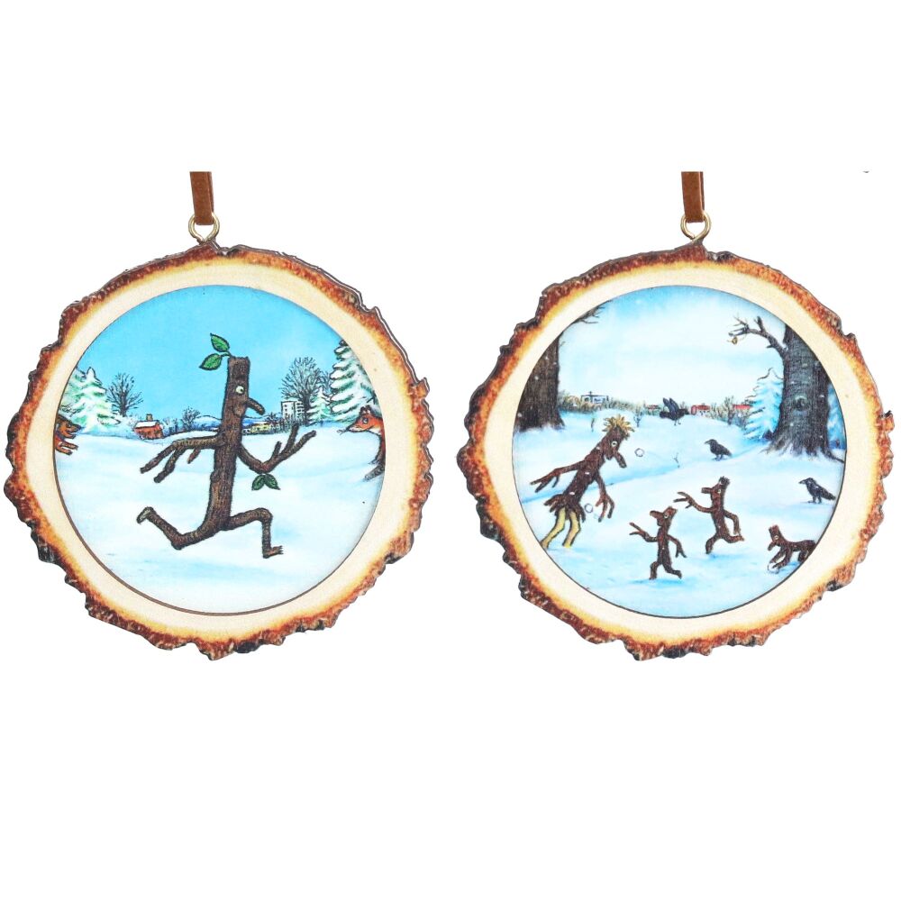 Stick Man Wood Slice Decoration