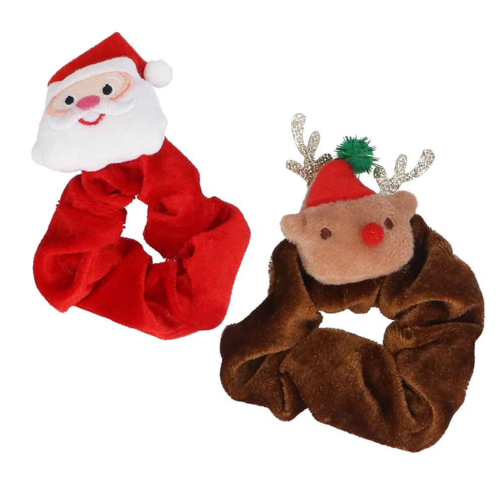 Santa and Reindeer Scrunchie Set
