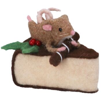 Felt Mouse on a Cake Slice Decoration