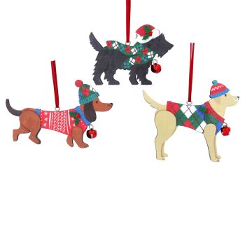 Set of 3 Jolly Dog Decorations