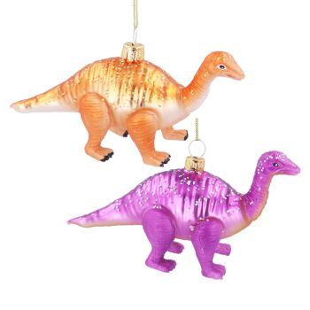 Glass Dinosaur Decorations - 2 Assorted