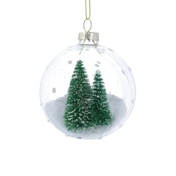 Clear Open Glass with Snowy Bristle Tree Decoration
