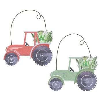 Wooden Tractor Decoration - 2 Assorted