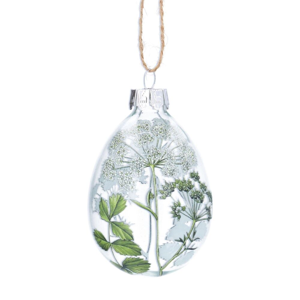 Glass Hedgerow Hanging Egg Decoration