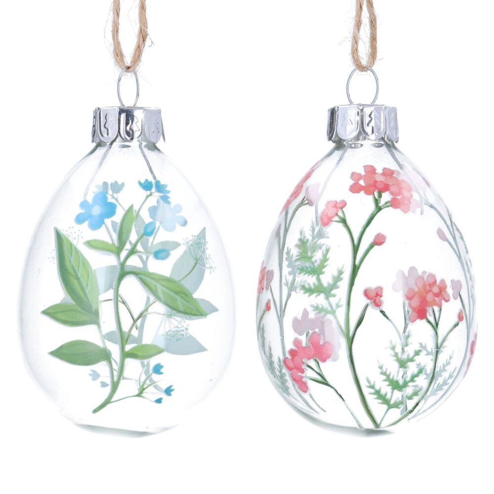 Spring Meadow Glass Egg Decoration - 2 Assorted