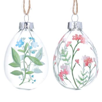 Spring Meadow Glass Egg Decoration - 2 Assorted