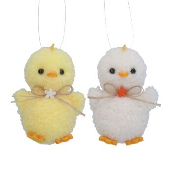 Fluffy Hanging Chick Decorations - Set of 2