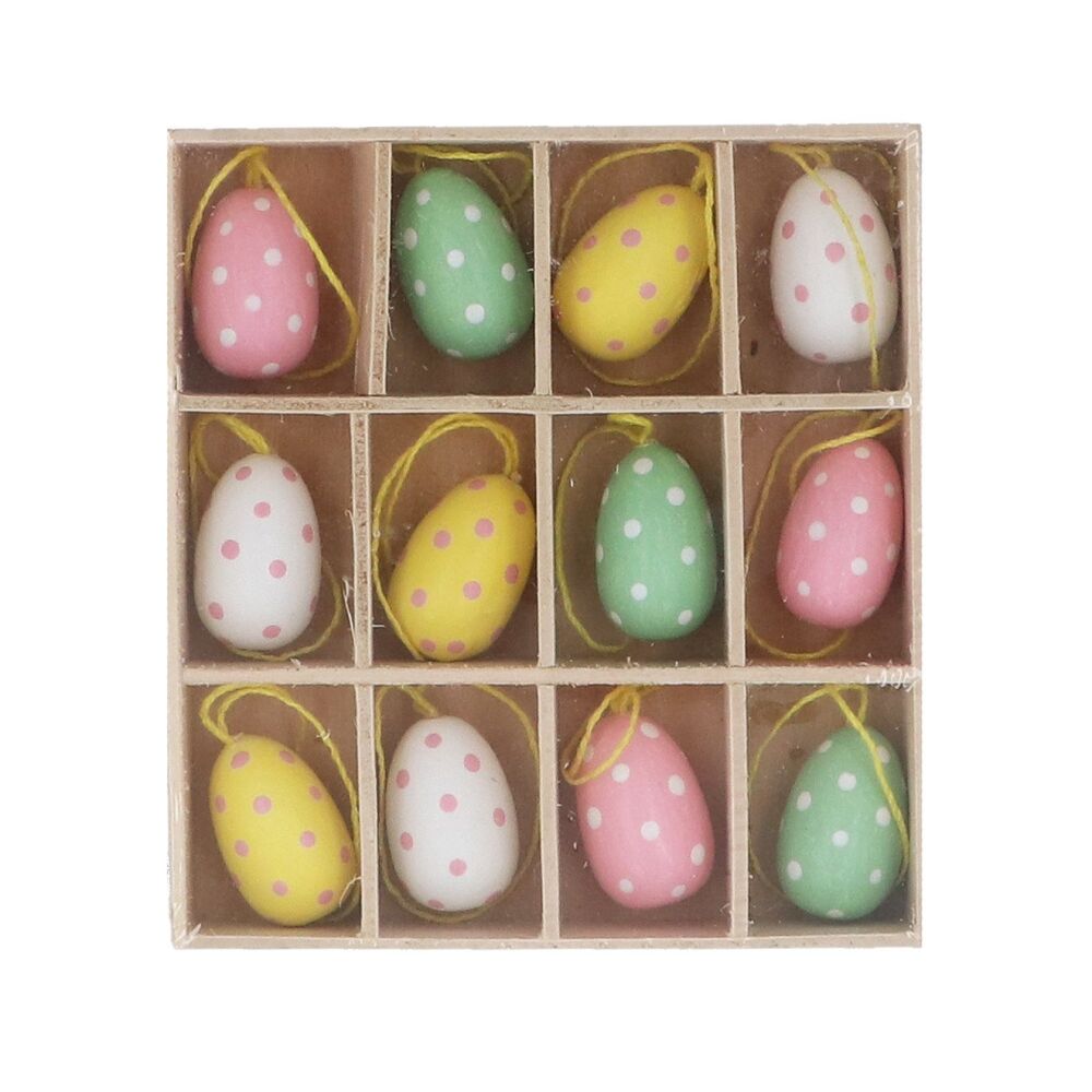 Polka Dot Mini Wooden Eggs - Box of 12